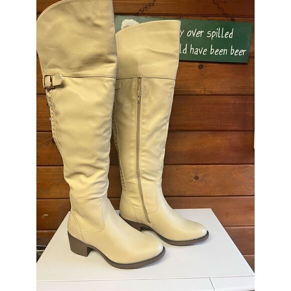 Shoe Dazzle Jelan Calf Boots * Beige * Sz 5.5 NWOT - Picture 1 of 10